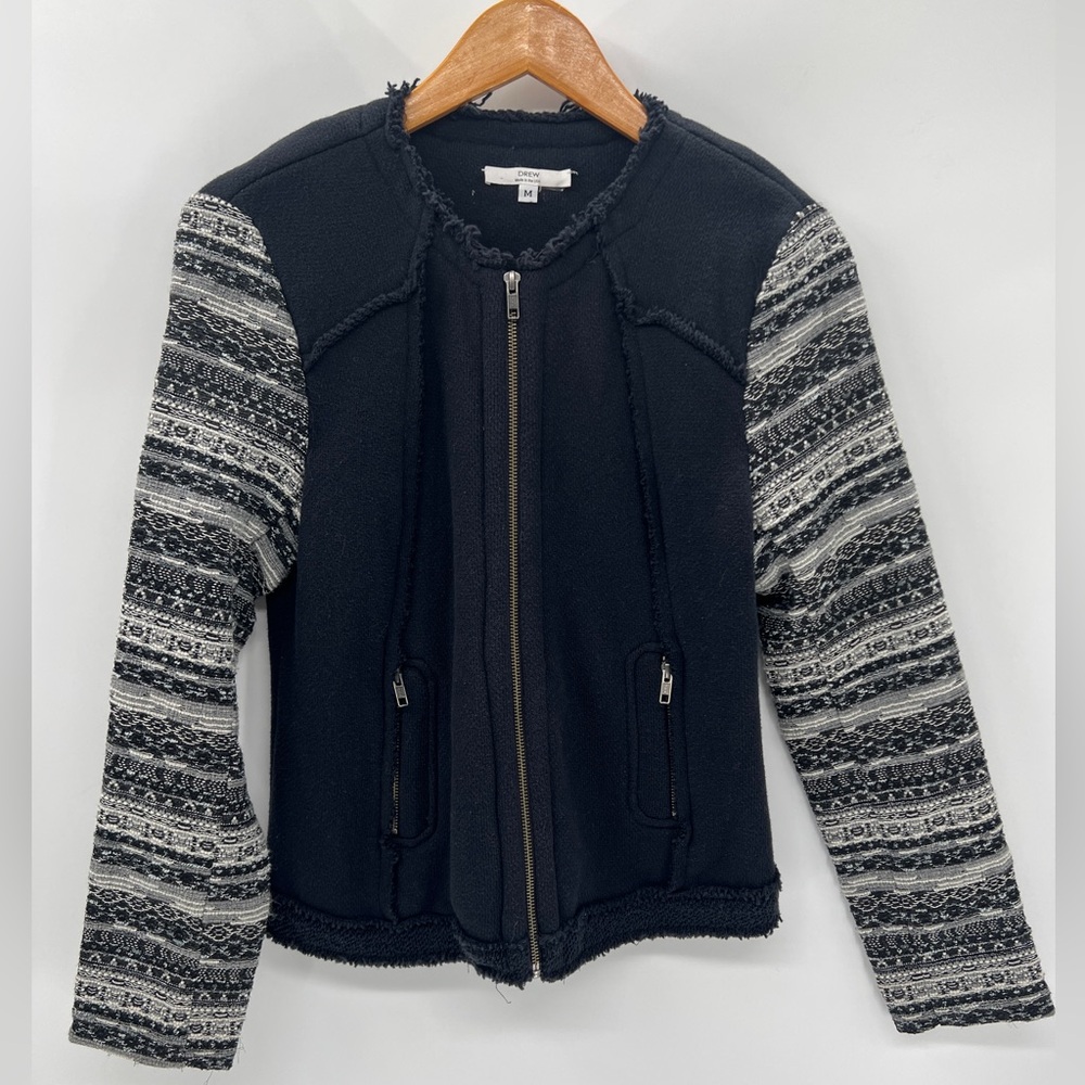 Anthropologie Drew Womens Medium Soft Comfy Office Zip Up Black Blazer Jacket